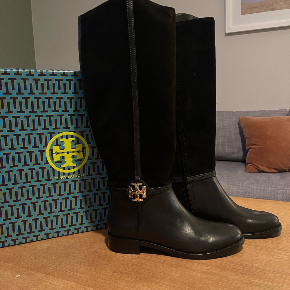 Tory Burch Black Miller Knee-High Boots